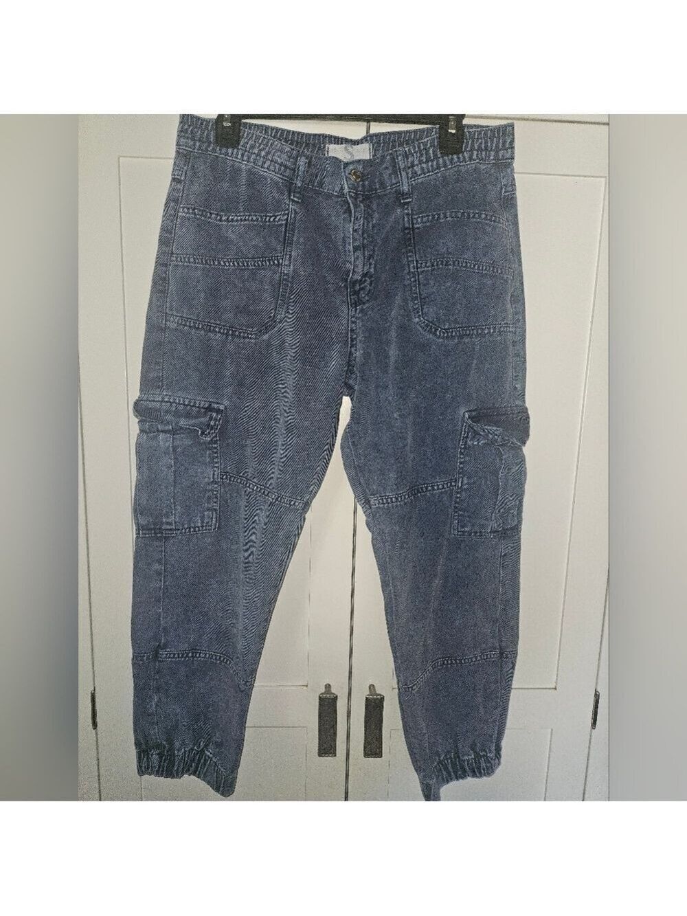 Free People We The Free Denim Blue Cargo Joggers Size S